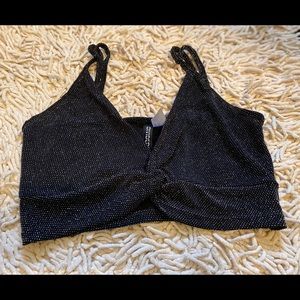 Black shinny/glittery crop top